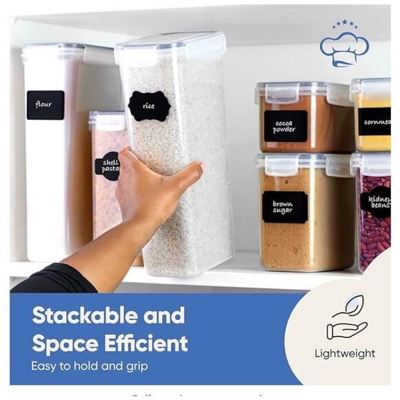 24 pc. Airtight Storage Container Set ,BPA-Free, Lids, Labels, Marker & Spoon - Picture 5 of 6